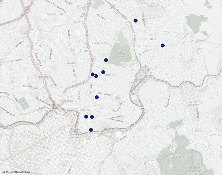 Mapa de Leste com os empreendimentos