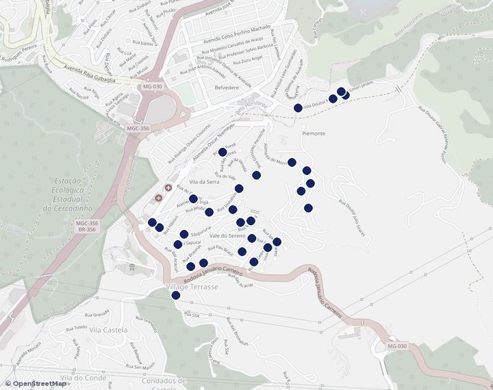 Mapa de Nova Lima · Vila da Serra com os empreendimentos